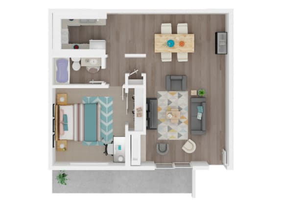 Floor Plan  One Bedroom Floor Plan Apartments For Rent at Park Grove in Garden Grove Ca