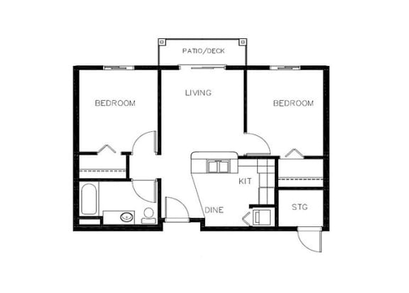 Vintage at Vancouver Senior Apartments l Two Bedroom floor plan.