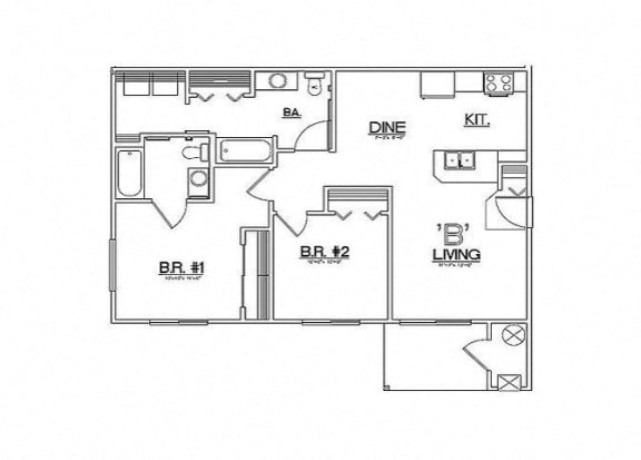 Two Bedroom Floor Plan  Laughlin, NV 89029 l Vista Creek Apartments for rent