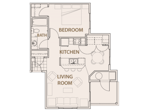 Floor Plan  1x1 floor plan Longmont, CO 99337 | Copper Peak Apartments