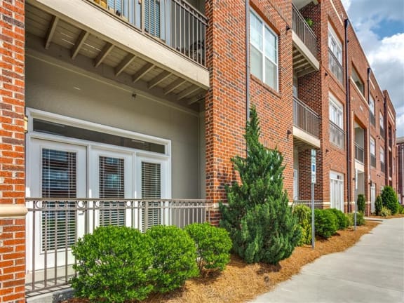 terrace and doors at Greenway at Fisher Park, Greensboro, NC, 27401