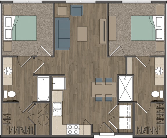 Carter Crossing Apartments | 2 Bedroom Floor Plan