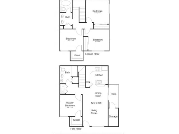 4 bed 2 bathroom Floor Plan at Allure at Tempe Apartments, Arizona, 85283