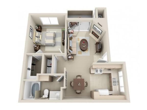 1 Bed 1 Bath a1 Floor plan, at Lakeview at Superstition Springs, Mesa, AZ