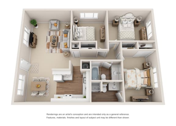 3B 2B Floor plan 3B 2B Floor plan at Crown Royal, Portland,Oregon