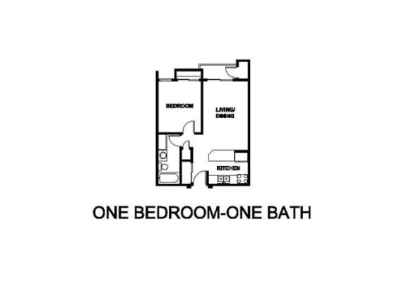 One Bedroom One Bath Floor plan One Bedroom One Bath Floor plan at Renaissance Terrace, Long Beach, CA, 90813