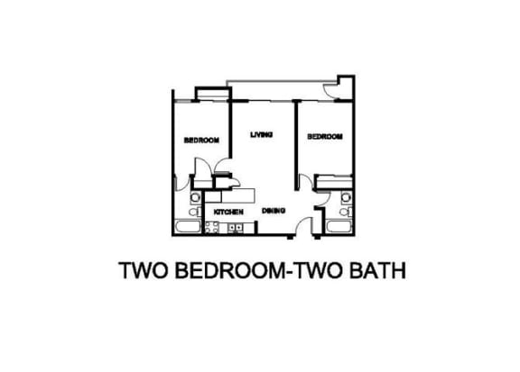Two Bedroom Two Bath Floor plan Two Bedroom Two Bath Floor plan at Renaissance Terrace, Long Beach, CA