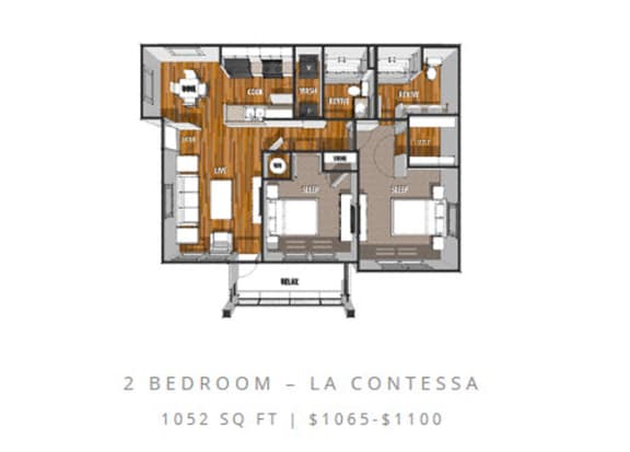 Floor Plan at La Contessa Luxury Apartments, Laredo