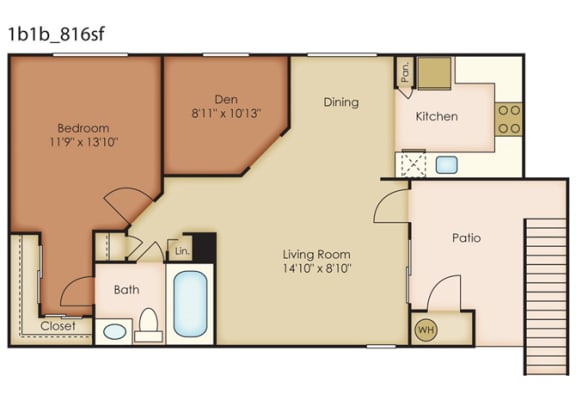 Floor Plan  Southridge_Pomona CA_Floor Plan_One Bedroom One Bathroom With Den
