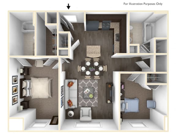Floor Plan  Merritt Station 2 Bedroom Gunpowder 3D Floor Plan