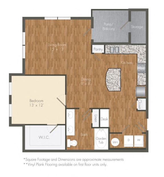 Sydney 1 bed 1 bath Floor Plan at Century Park Place Apartments, Morrisville