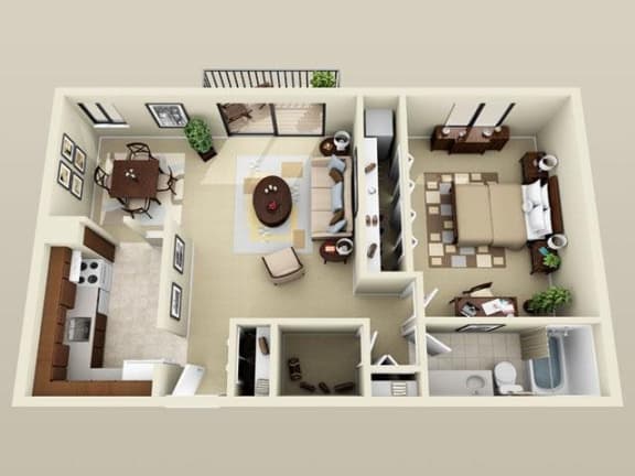 Floor plan of Maple Place 1x1 apartment