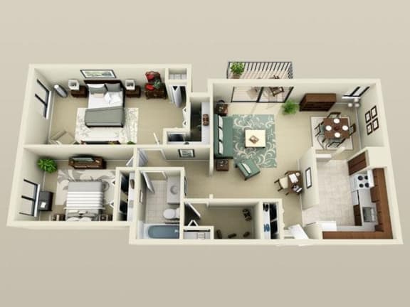 Floor Plan  Floor plan of Maple Place 2x1 apartment