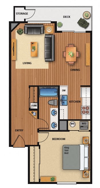 Floor Plan  Evergreen Ridge_Richland WA_Floor Plan_One Bedroom One Bathroom