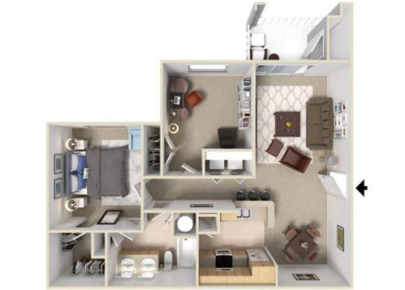 Pamlico Floorplan 1 Bedroom 1 Bath 938 Total Sq Ft at Alden Place at South Square Apartments,&#xA0;Durham, NC 27707