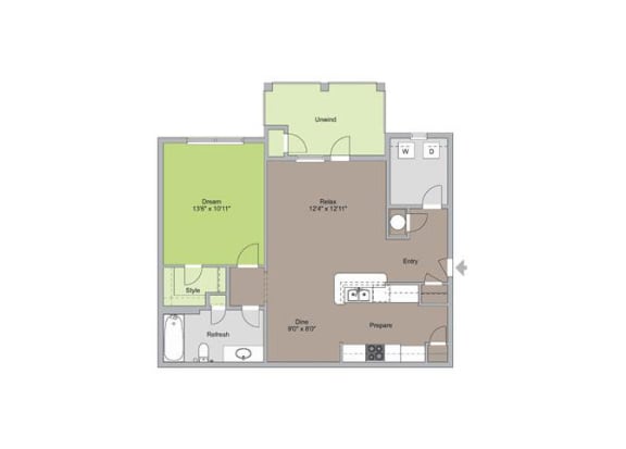 The Blue Ridge Floorplan 1 Bedroom 1 Bathat Ansley at Roberts Lake, Arden, NC