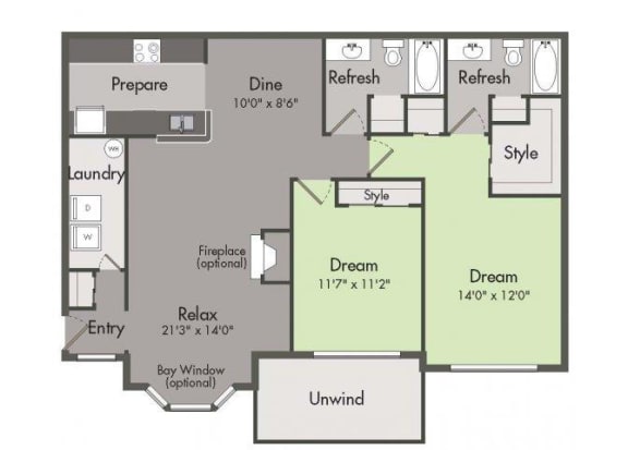 THE HAMILTON Floor Plan at St. Andrews Apartment Homes, Johns Creek, 30022
