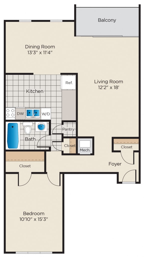 Floor Plan  1 Bedroom - Classic