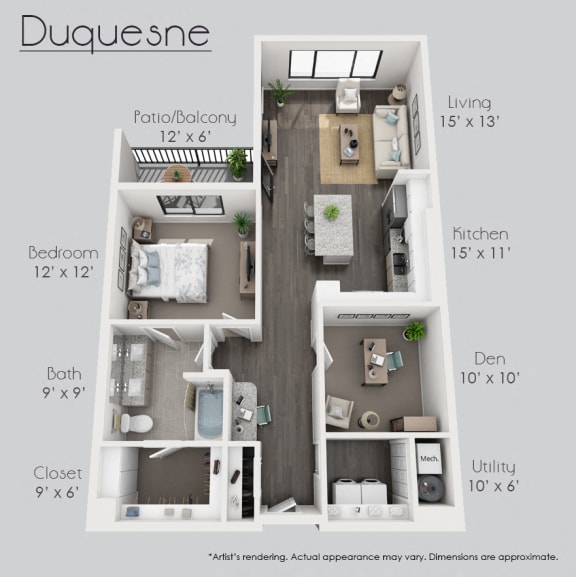 Duquesne &#x2B; Den Unit Floor Plan