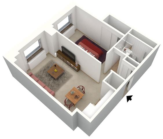 1 Bedroom Floor Plan at 5550 S Dorchester, Chicago, IL