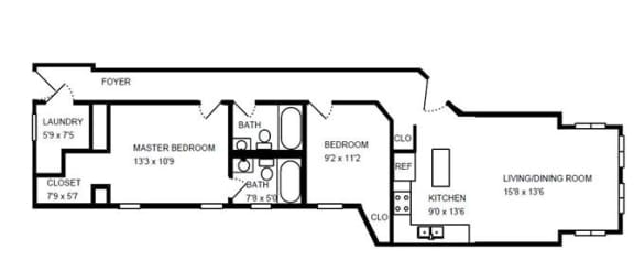 Floor Plan 2 BEDROOM