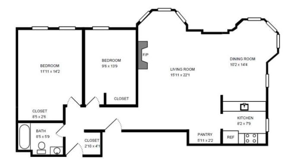  Floor Plan TWO BEDROOM B