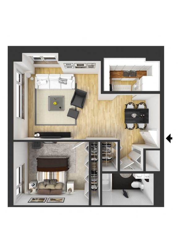 campau floor plan one bedroom