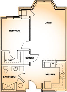 Floor Plan  One Bedroom - 1AA
