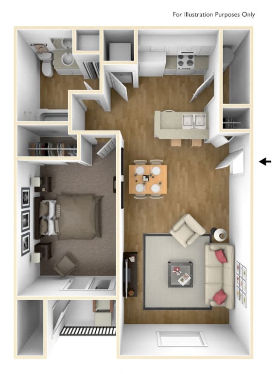 Floor Plan  Spokane Valley, WA Aspen Apartments 1 bedrooms 1 bath