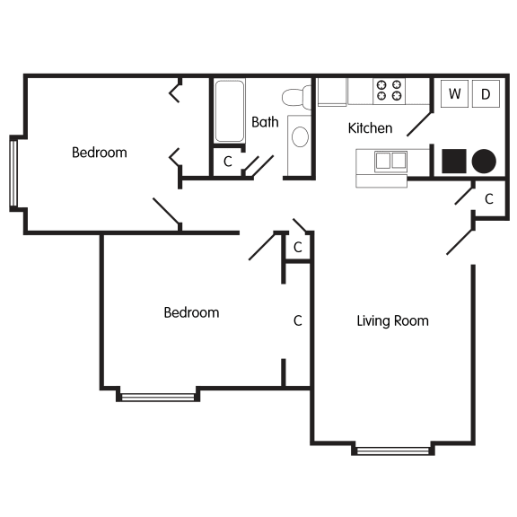  Floor Plan Two Bedroom Apartment