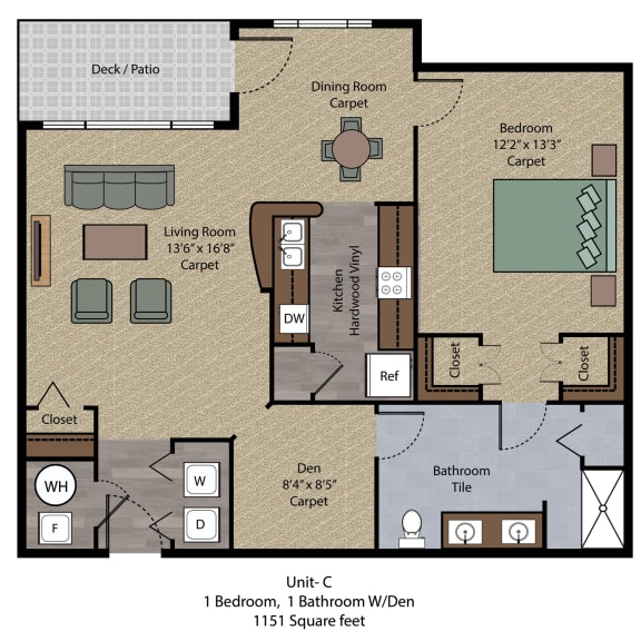 Floor Plan 1 Bedroom Den