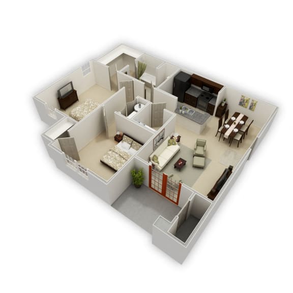 928 sq.ft. Two Bed One Bath