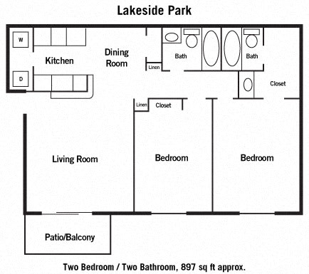 897 sq.ft. Two Bed One Bath