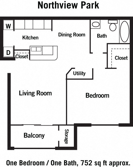 752 sq.ft. One Bed One Bath