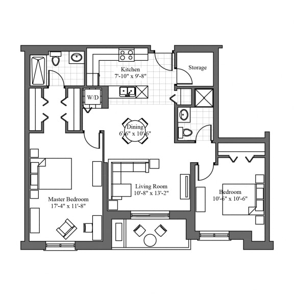 Floor Plan  The Saxon 2 Bedroom Suite