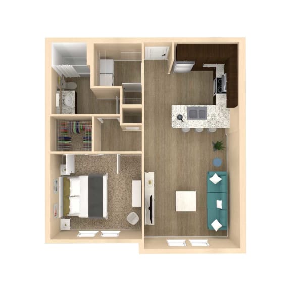 1 bedroom 1 bathroom Sanctuary Floor Plan 1 bedroom 1 bathroom Sanctuary Floor Plan at The Oasis at 301 Luxury Apartment Homes, Riverview