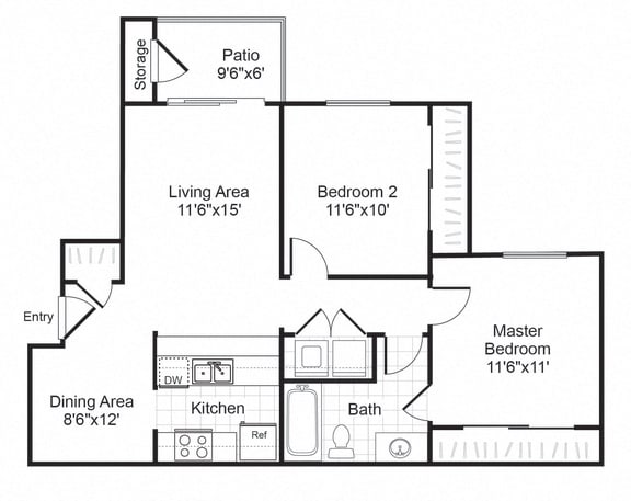 Floor Plan  B1 floor plan at Valley Trails Apartments in Irving, TX