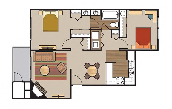Floor Plan  Two bedroom floor plan l Align Apartments in Federal Way WA