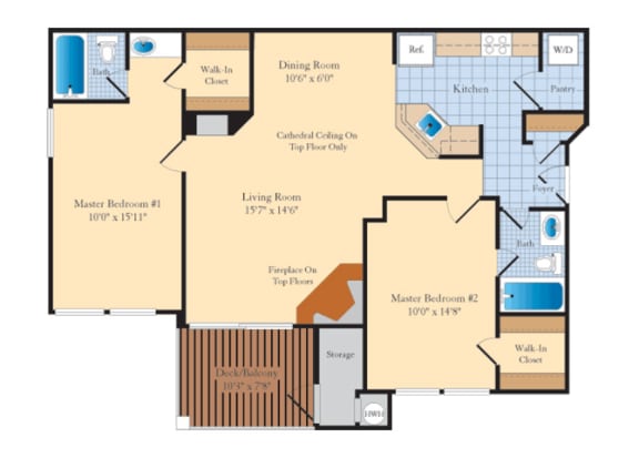 B1B 2 Bed 2 Bath Floor Plan B1B 2 Bed 2 Bath Floor Plan at The Fields at Cascades, Virginia