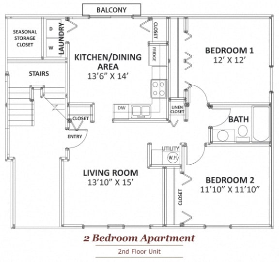 Floor Plan  2nd Floor 2 Bedroom Apartment Floor Plan