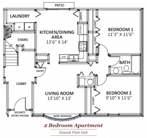 Ground Floor 2 Bedroom Apartment Floor Plan