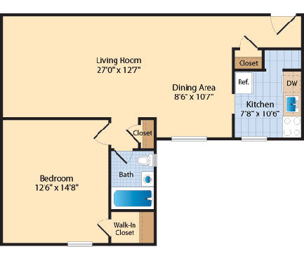 A1 Floor Plan A1 Floor Plan at The Fields of Silver Spring, Silver Spring, MD