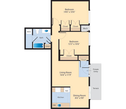 B6 Floor Plan B6 Floor Plan at The Fields of Alexandria, Virginia