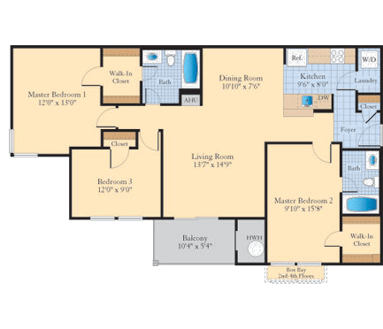 3BR 1178 sq ft Floor Plan 3BR 1178 sq ft Floor Plan at The Fields at Lorton Station, Lorton