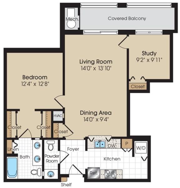 Floor Plan  Derby Floorplan at The Marque Apartments, Virginia, 20155