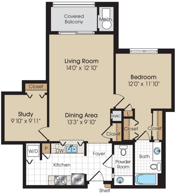 Floor Plan  Ellington Floorplan at The Marque Apartments, Gainesville, 20155