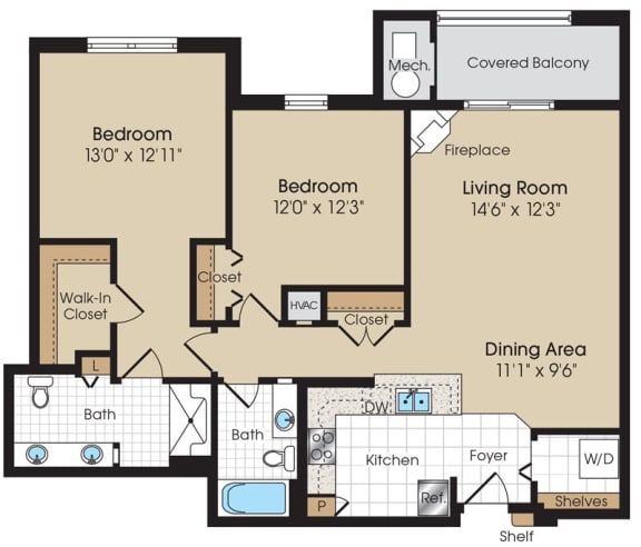 La Marchand V Floorplan at The Marque Apartments, Gainesville, Virginia