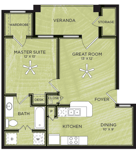 Floor Plan  1 Bedroom 1 Bathroom Floor Plan