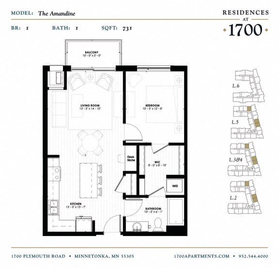 Floor Plan at Residences at 1700, Minnetonka, MN, 55305