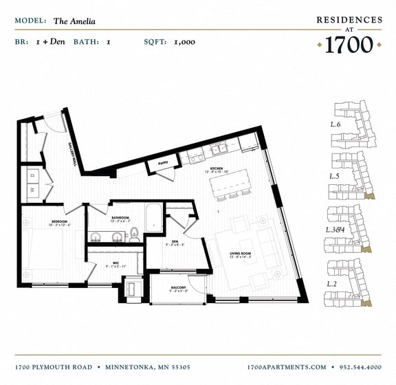 Floor Plan at Residences at 1700, Minnetonka, 55305